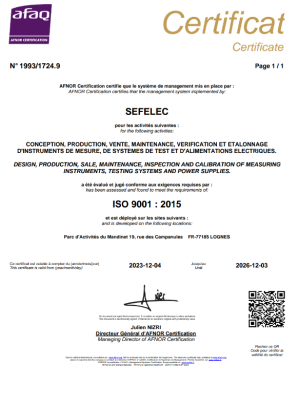 CERTIFICAT ISO 9001 SEFELEC 2023 2026